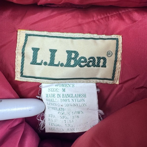 Vintage LL Bean Goose Down Puffer Vest Women M Red Button Insulated - Picture 6 of 8